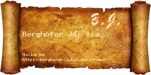 Berghofer Júlia névjegykártya